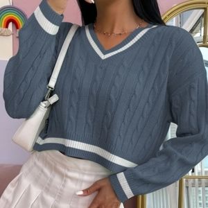 Blue Cropped Sweater